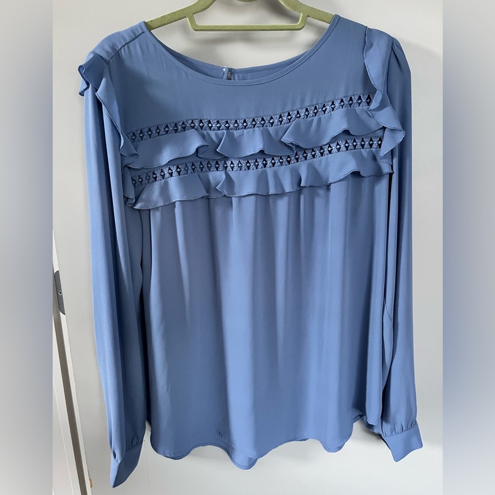 Loft Size Large Ruffle Long Sleeve Blouse - Spring Wardrobe